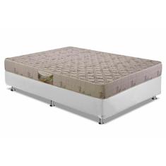 Imagem de Cama Box Casal: Colchão Espuma D33 Herval Cannes + Base Crc Courano White(138X188)