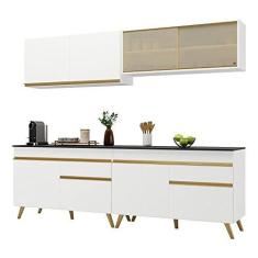 Imagem de Armário de Cozinha Compacta 240cm Veneza Multimóveis V3696 Branco/dourado