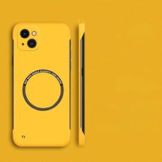 Imagem de Capa de telefone magnética sem moldura de pc duro para iphone 15 14 pro max 13 12 11 pro mini 14 plus capa fina fosca, amarelo, para iphone 11pro max