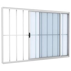 Imagem de Janela vitro 2 folhas com grade aluminio branco - 1.00 (a) X 1.20 (l)