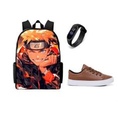 Imagem de Conjunto Escolar masculino Juvenil Bolsa Mais Tenis Com Relogio Digita