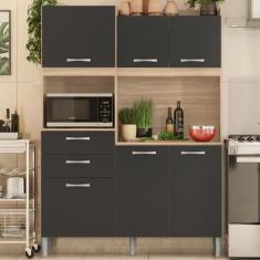 Imagem de Cozinha Compacta 6 Portas 2 Gavetas Harmonia 96201 Avena Grafito Demob