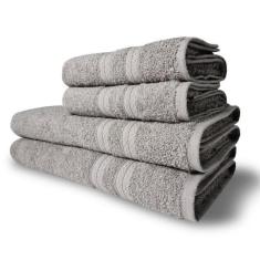 Imagem de Jogo De Toalhas Itália Soft 4 Pçs - 2 Banho E 2 Rosto 430g-m² 100% Algodão - Cinza Cinza