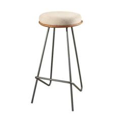 Imagem de Banqueta Canastra Boucle Off White Base Metal Grafite