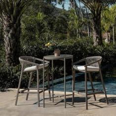 Imagem de Conjunto Jardim e Varanda 1 Mesa Bistrô 2 Banquetas Refúgio Cabecasa Madeiramadeira Champanhe/Quaker areia
