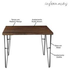 Imagem de Mesa Sala de Jantar Quadrada 100cm Madeira Maciça Brown