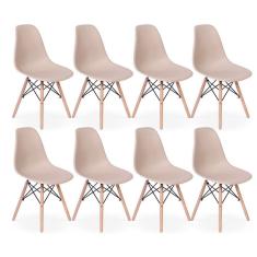 Imagem de Conjunto 8 Cadeiras Charles Eames Eiffel Wood Base Madeira - Nude