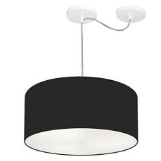 Imagem de Lustre Pendente Cilíndrico Com Desvio de Centro Vivare Md-4147 Cúpula em Tecido 50x25cm - Bivolt