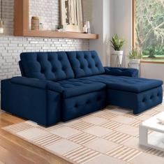 Imagem de Sofá Retrátil E Reclinável 4 Lugares 230 Cm Suede Azul - Sósofá
