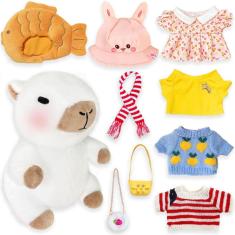 Imagem de Brinquedo de pelúcia Kireidane Capybara com 9 roupas e acessórios de 26 cm