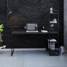 Imagem de Mesa C-estante Alta 150x64x147cm C-04 Prateleiras Preto ônix - Est.preta Preto ônix - Est.preta