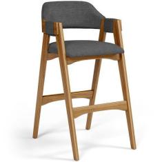 Imagem de Banqueta Alta Para Cozinha Sala de Jantar Bar Suran L02 Linho Cinza Es