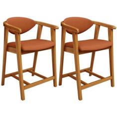 Imagem de Kit 02 Banquetas Baixa Cozinha Sala de Jantar Bancada Cecília L02 Teci