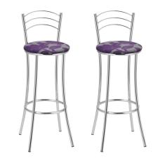 Imagem de Kit 2 Banquetas Cromadas Bc26-a E501 Cromado/Roxo