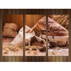 Imagem de Quadro Decorativo Pães Tortas Padarias Cafeterias Gourmet Com 3 peças 