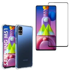 Imagem de Kit Capinha Celular Antichoque Compatível Samsung Galaxy M51 + 2 Películas Vidro 9D Cobre Toda Tela