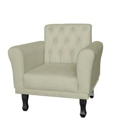 Imagem de Poltrona Decorativa Classic Pés Luis XV Suede Bege - DS Estofados