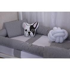 Imagem de Kit Lençol Mini Cama 100% Algodão Xadrez  3 Pçs Moderno