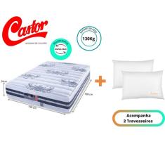 Imagem de Colchão Castor Silver Star Tecnopedic Dupla Face Queen 158x198x34 + 2 Travesseiros Fibra