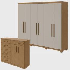 Imagem de Conjunto de Guarda-roupa 6 Portas com Pés Áries e Cômoda Toronto