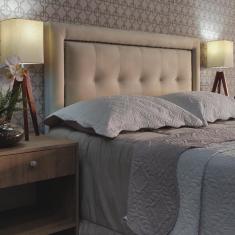 Imagem de Cabeceira Queen 160 Cama Box Diamond Veneza 05 Bege Suede Com Pés rbl
