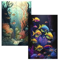 Imagem de Kit 2 Quebra-Cabeças Cognitivos Fundo Do Mar De 90 Peças - Coleção Tea