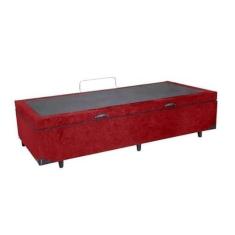 Imagem de Cama Box Baú Solteirao King Suede Vermelho com 203x96x42cm
