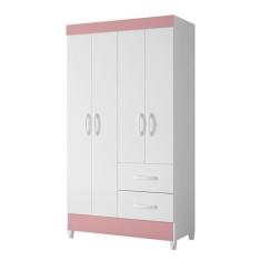 Imagem de Guarda Roupa Mobi 4 Portas E 2 Gavetas Flex Branco/Rosa - Móveis Albat