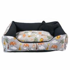 Imagem de Cama Para Cachorro Ou Gato Tamanho Médio 60X55cm + Ossinho Safari Cinz