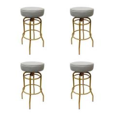 Imagem de Banqueta Altura 65cm Bar Giratória Cor Dourado Fosco Assento Cinza Kit