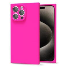 Imagem de oakxco Capa de telefone para iPhone 15 Pro Max de silicone, borda retangular quadrada, de borracha macia, bonita, feminina, estética, moderna, para mulheres, fina, fosca, protetora, flexível,