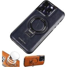 Imagem de Capa de suporte invisível de couro para 15 14 13 12 11 Pro Max com suporte de anel magnético invisível /1013 (Color : DARK BLUE, Size : For iPhone 15)