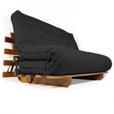 Imagem de Sofá Cama Casal Futon Oriental Preto Madeira Nobre Natural