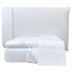 Imagem de Jogo Cama Lençol Queen Apolo Micropercal 300 Fios - Branco - Casa Show
