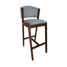 Imagem de Banquetas Alta de Madeira Maciça CastanhoPremium Ana com Encosto Linho Cinza