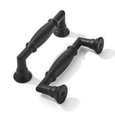 Imagem de khtumeware Pacote com 10 puxadores de armário pretos foscos, puxadores de armário de cozinha para puxadores de gaveta de armário, puxadores de cômoda