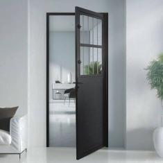 Imagem de Porta Social Lambril Alumínio 2,10 X 80 Lado Esquerdo Preto Hale Esquadrias Preto