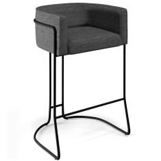 Imagem de Banqueta Fixa Base De Aço Preto Betina D02 Cinza C-416