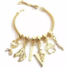 Imagem de Pulseira Berloques Cavalo Veterinária Folheado a Ouro 18k