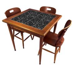 Imagem de Jogo de mesa de jantar quadrada madeira maciça 80 x 80 cm para cozinha 3 cadeiras - Empório Tambo