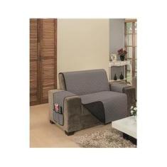 Imagem de Capa Para Sofa 2 Lugares King Impermeável Cinza Preto