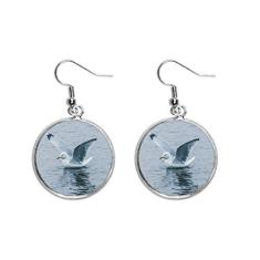 Imagem de Brinco feminino com pingente de prata e estampa de pássaro do mar, ciência da natureza