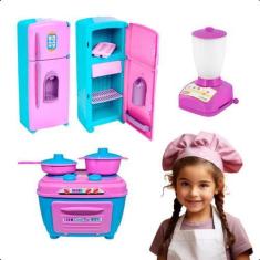 Imagem de Kit Cozinha Infantil C/ Geladeira Fogão Liquidificador - Zuca Toys