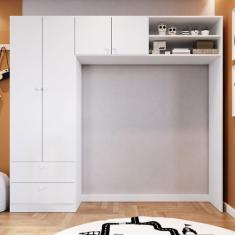 Imagem de Guarda-Roupa Infantil Aconchego 4 Portas 2 Gavetas Branco - Completa M