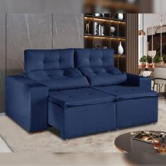 Imagem de Sofá Retrátil e Reclinável 3 Lugares 194cm Libra Kasacomigo Estofados Azul