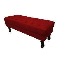 Imagem de Recamier Baú Luis Xv Capitonê Retrô 120 Cm Suede Vermelho Ms Decor - M