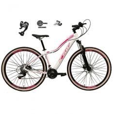 Imagem de Bicicleta Feminina Aro 29 Ksw Mwza 27v Câmbios Shimano Altus Freios Hidráulicos Trava Pneu Bege - Branco-rosa Tam.17