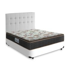 Imagem de Cama Box + Cabeceira Cassis Branca e Colchão D45 Casal - Probel - Guarda-Costas Proforce Plus 138cm