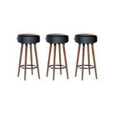 Imagem de Kit 3 Banquetas Alta Pés Palito Roma Preto 70cm