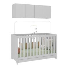 Imagem de Berço 3 em 1 com Colchão e Armário Aéreo 4 portas Multimóveis Mp4158 Branco